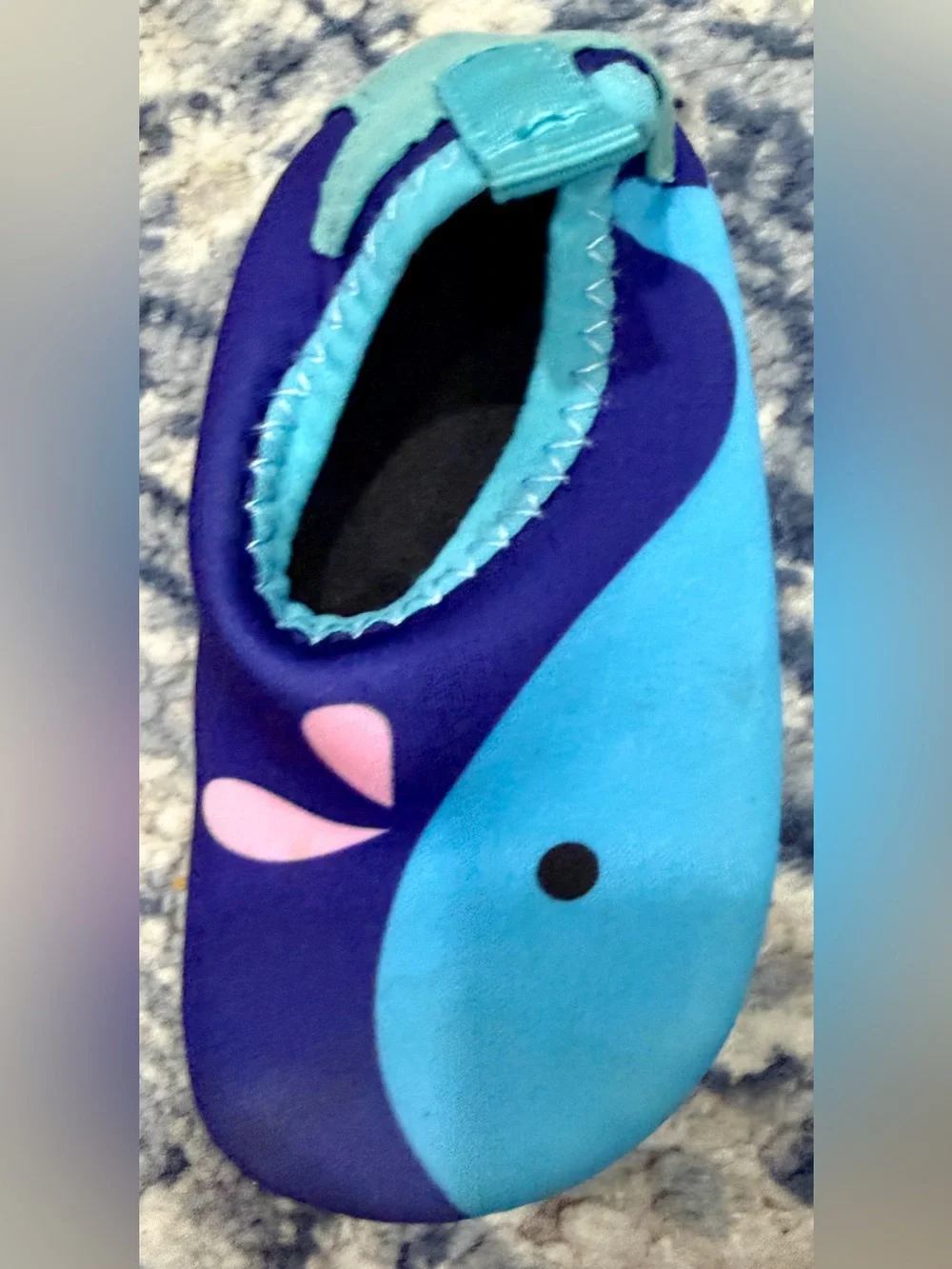 Kids Blue Aqua Slip-On Water Shoes with Pink Details